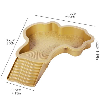 Turtle Water Pool Aquarium Ornament | Turtle Soaking Tub with Ladder Turtle Pool Scenery for Gecko, Turtle, Bearded Dragon, Aquatic Climbing Pet, Amphibians - color: Brown