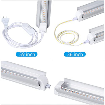 Grow Light, 2ft T8,100W(4 x 25W, 600W Equivalent), Super Bright, Full Spectrum Sunlight Plant Light, LED Grow Light Strips, Grow Lights for Indoor Plants,Greenhouse,4-Pack - size: 2FT-4pack
