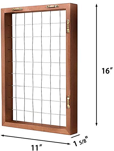 Mkono Air Plant Holder Hanging, 16" Wooden Wall Display Hanger Frame Decor | Unique Wire Shelf Design, Dual Mount & Tabletop, for Indoor Live Fern Succulent, Christma Plant Lover Gift, Airplant Excluded