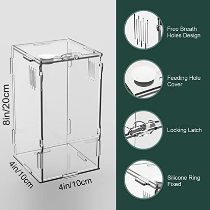BETAZOOER Small Acrylic Reptile Tank Habitat Locking Terrarium 4''x4''x8'' - size: Small