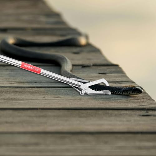 Stainless Steel Straight-Mouth Clip Non-Slip Crab Clamp Lobster Grabber Eel Catching Tool with Ergonomic Handle 29.52 Inch for Seafood and Waste Picking