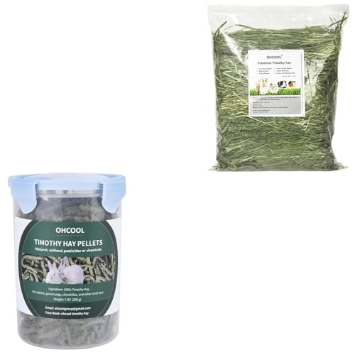 Timothy Hay Pellets 7oz and Timothy Hay 1.1LB - for Rabbits Tortoise Guinea Pig