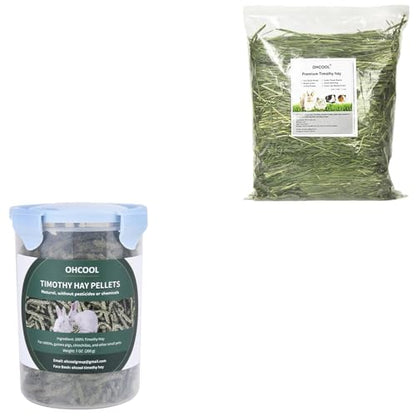 Timothy Hay Pellets 7oz and Timothy Hay 1.1LB - for Rabbits Tortoise Guinea Pig