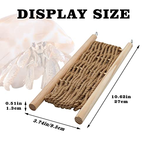 Hermit Crab Climbing Ladder Bridge - Natural Wood & Rope Reptile Climbing Toy, Small Animal Cage Accessory for Lizards, Chameleons, Hermit Crabs, Hamsters, Chinchillas & Guinea Pigs - color: A