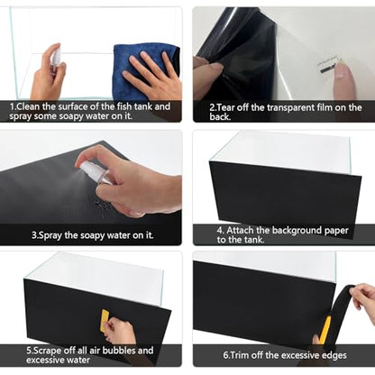 Aquarium Background Paper Decor Fish Tank Backdrop Wallpaper Electrostatic Adhesive, No Glue, Easy to Install, Reusable (11.8“H×39.4”L, Black) - size: 11.8“H×39.4”L