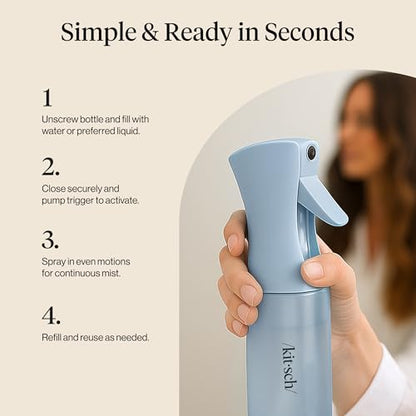 Kitsch Continuous Spray Bottle for Hair – Haze Blue, 150ml | Fine Mister Spray Bottle & Water Spray Bottle – Recycled Hair Spray Bottle – Spray Bottles for Cleaning, Styling, & More - color: Haze Blue