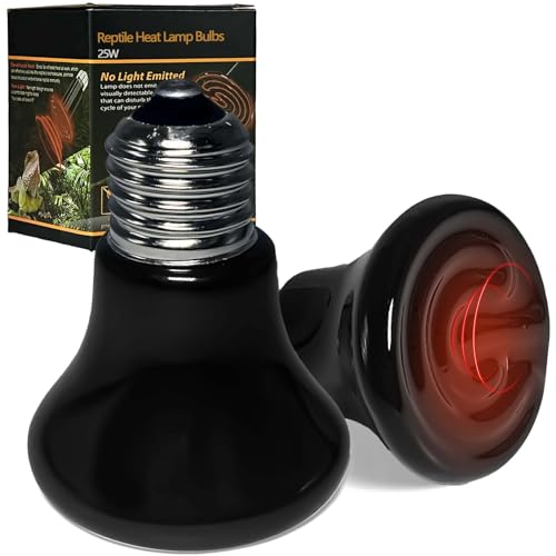 BNOSDM 25W Ceramic Heat Emitter,2 Pack Reptile Heat Lamp Bulbs,Ceramic Heat Lamp,Brooder Coop Heater for Amphibian Reptile Turtle Lizard Chicken - color: Pack of 2/Black, size: 25 Watts