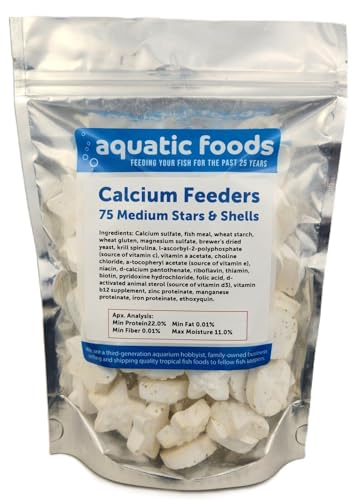 Calcium Feeders Medium Stars & Shells 75ct Bag | For Shrimp, For Snails, For Crabs, Crayfish, Pleco, Catfish, For All Tropical Fish - size: 75 Count (Pack of 1)
