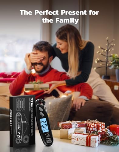 Instant Read Meat Thermometer Digital with Dual Probe | Large Backlit, Calibration, Food Thermometer for Cooking, Grilling, Smoker, BBQ, Candy, Oil Fry, Kitchen, Gift for Men, Black - color: Black