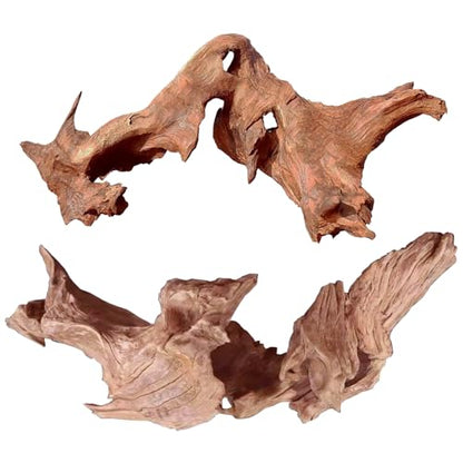 Jorewood Natural Large Aquarium Driftwood for Fish Tanks & Reptile Terrariums – Safe Fish Tank Decorations, Unique Twisted Branches 2-Piece 14-18 Inch Low Tannin, Easy to Sink - size: Large Mopani Driftwood 14 to 18 Inch (Pack of 2)