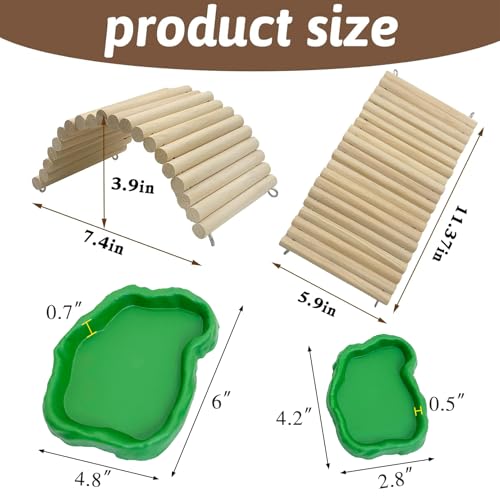 Hamiledyi 11.37 x 5.9 inch Reptile Hideout, Bearded Dragon Bendy Bridge, Climbing Ladder Wooden Hermit Climb Toys, Hide Cave Habitat Decor for Lizards Gecko Spiders Snakes Tortoise - size: 11.37 x 5.9 inches