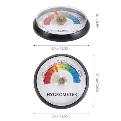 GANAZONO 2pcs Round Humidity Gauge for Reptile and Lizard Enclosure, Accurate Terrarium Control with Quick Response Reading, Waterproof Humidity Meter for Glass Tank and Habitat Monitoring