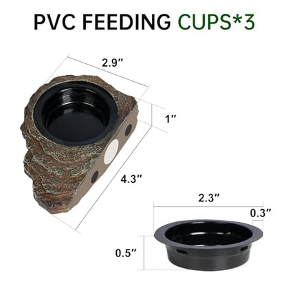 Magnetic Gecko Feeding Ledge, Reptile Food Dish with 3PCS Feeding Cups Crested Gecko Feeder Ledge Water Bowl for Lizard Chameleon Bearded Dragon Tank Accessories - size: Small