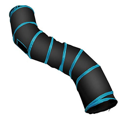 PetLike S Way Cat Tunnel Collapsible Pop-up Pet Tube Hideaway Play Toy with Ball (S-Way, Black) - color: Black, size: S-Way