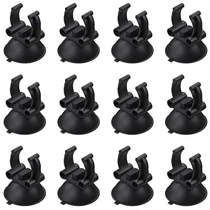 Pawfly 12 Pack Aquarium Heater Suction Cups Suckers with 0.95 Inch Clips Black Standard Heating Rod Holders Clamps for Fish Tanks (Not for Airline Tubing), 1.3 Inch