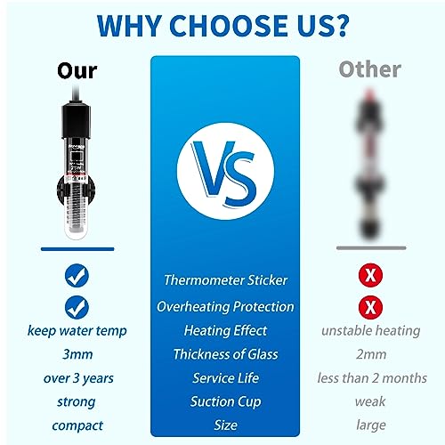 FREESEA Aquarium Fish Tank Heater: 25W Small Betta Turtle Heating | Submersible Aquarium Heater with Preset 78°F Temperature for 1-5 Gallon Betta Turtle Freshwater Saltwater Tank
