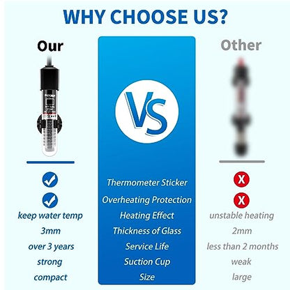 FREESEA Aquarium Fish Tank Heater: 25W Small Betta Turtle Heating | Submersible Aquarium Heater with Preset 78°F Temperature for 1-5 Gallon Betta Turtle Freshwater Saltwater Tank