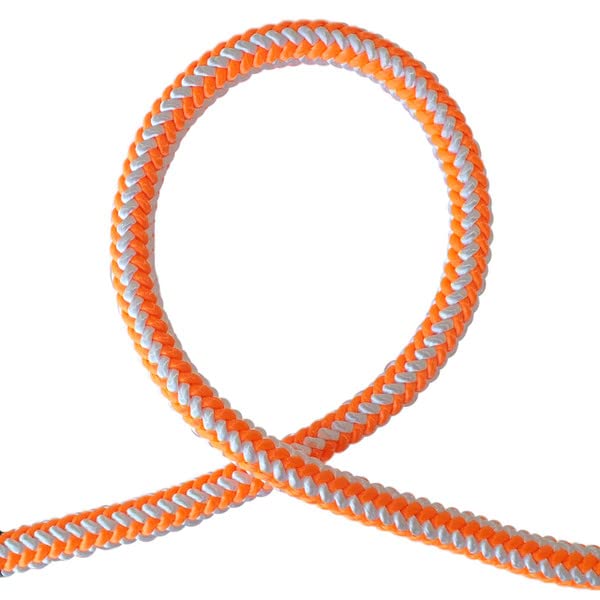 16-Strand Arborist Rope, 1/2 in (12.7 mm), 5400 lbs MBS, Static Climbing Rope, Rescue Operations, High Visibility, 150 ft, Tight Spliced Eye, Orange/White - size: 150 ft - Tight Spliced Eye, style: Orange White