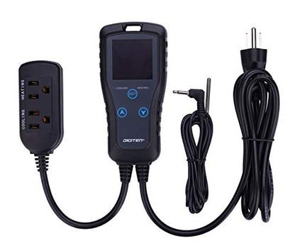 DIGITEN Temperature Controller DTC102 2-Stage Temperature Controlled Outlet Heat Mat Thermostat 110V Plug-in Reptile Thermostat