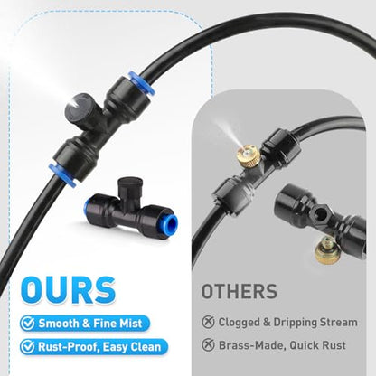 Misting Cooling System, 65FT Pre-Assembled Misting Kit | 18 Rust-Proof Nozzles, 3/4" Adapter, Outdoor Mister for Patio Cooling, Greenhouse, Pet & Chicken Coop
