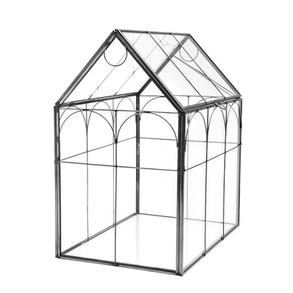 Geometric Plant Terrarium with Lid, House Succulent Terrarium Kit for Display, Air Plants, Succulents, Home Tabletop Miniature Terrarium, Not Airtight or Waterproof (Black) - color: Black