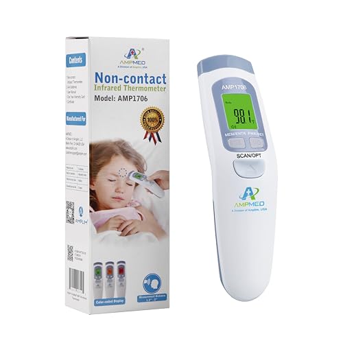 Non-Contact Forehead Thermometer, White Blue | For Kids and Adults, Baby Head Temporal Digital, Accurate Reading - color: White Blue