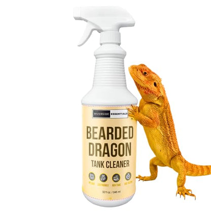 Bearded Dragon Tank Cleaner Spray, 32oz – Non-Toxic, No-Rinse, Made in USA | Fast-acting formula removes waste and odors from cages, tanks and terrariums for easy bearded dragon habitat cleaning.