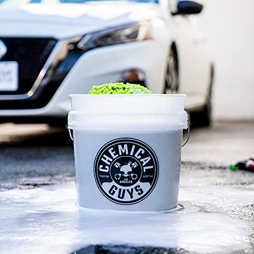 Chemical Guys, Heavy Duty Detailing Bucket with Logo, 4.5 Gallon, Clear | Durable semi-transparent bucket holds soap, mitts and grit guards for safe two-bucket washing - style: Bucket Only