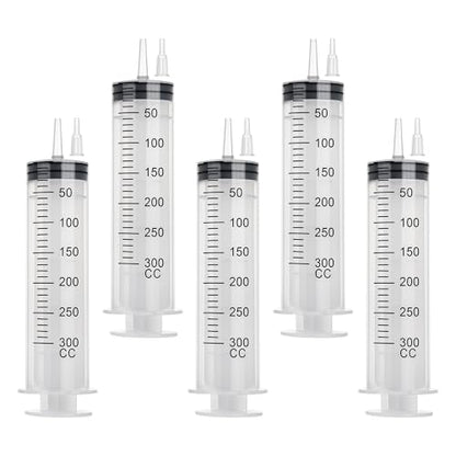 300ml Large Syringe, 5-pack Plastic Syringes for Liquid with Tip Adapter | 300cc Large syringe for thick liquids & Scientific Labs, Oil Transfer, Plant Watering & Refilling, Glue, Individual Sealed - style: 300 ML