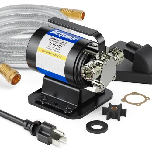 Portable Electric Utility Water Transfer Pump 1/10 HP with Suction Hose Kit, Low Suction Water Removal for Water Beds, Pools, Rain Barrel, Aquariums, RV - style: 115V AC