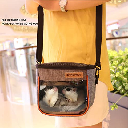 Sugar Glider Carrier Bag, Transparent Breathable Travel Bag for Hamster, Gecko,Baby Hedgehog, Transport Pouch with Breathable Mesh Top (Blue) - color: blue