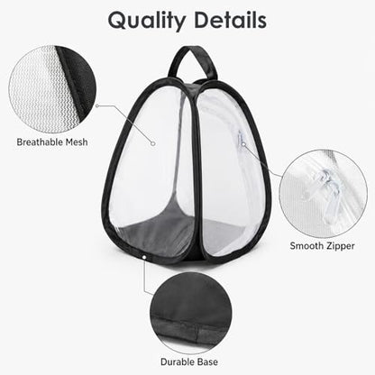 Kingrol 2 Pack Collapsible Insect & Butterfly Habitat Cage, Pop-Up Mesh Butterfly Rearing Enclosure with Clear Viewing Window, Zipper Access & Polyester Base, 7.75 x 7.75 x 11 Inch