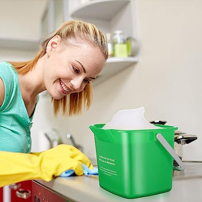Roshtia 6 Pcs 3 Quart Sanitizing Cleaning Bucket Square, Green | Sanitation Bucket Samll Sanitizer Pails for Restaurant Commercial Kitchen Cleaning, Detergent Storage for Office School - color: Green