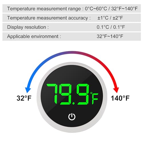 3Pcs Digital Aquarium Thermometer Fish Tank Digital LED Display Thermometer Fahrenheit Aquarium Temperature Sensor with LED Touch Screen for Aquarium Glass Containers Plant Reptile Turtle Tank - color: 3pcs round-white