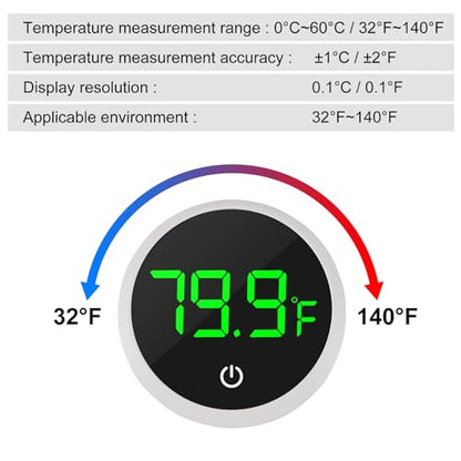 3Pcs Digital Aquarium Thermometer Fish Tank Digital LED Display Thermometer Fahrenheit Aquarium Temperature Sensor with LED Touch Screen for Aquarium Glass Containers Plant Reptile Turtle Tank - color: 3pcs round-white