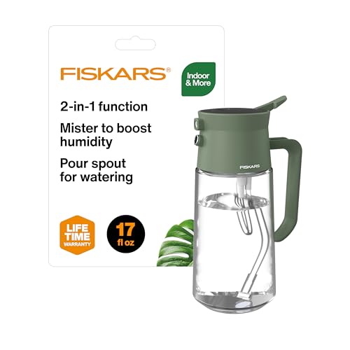 Fiskars 17oz 2-in-1 Mist & Pour Watering Can for Indoor Plants | Space-Saving Glass Plant Mister with Thumb Pump Sprayer and Spout, Boost Humidity & Soak Houseplant Roots, Modern Decor Style - size: Mist/Pour Combo