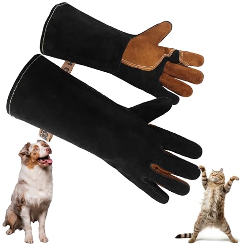 HANDLANDY HLDD Animal Handing Gloves- Bite Proof, Puncture & Scratch Resistant for Safe Handling - color: Black, size: 16-inches