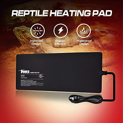 iPower Reptile Heat Pad Under Tank Terrarium Warmer Heating Mat for Turtle, Lizard, Frog, Snake, Reptile, and Other Small Animals, 8X18 Inch, 24W, 2 Pack - size: 8 X 18 Inch, style: 2 Pack