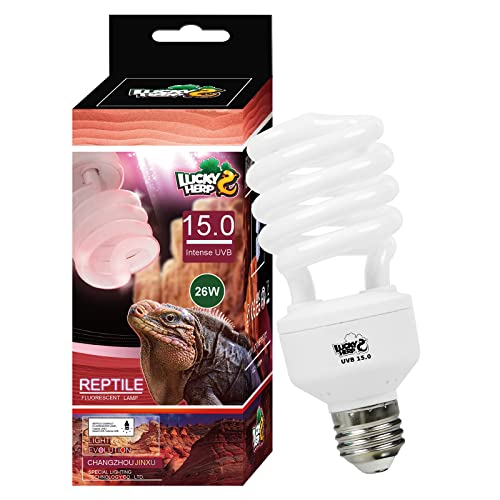 LUCKY HERP 26W UVB 15.0 Intense UVA UVB Compact Flouorescent Lamp Desert Terrarium Light Bulb for Reptile and Amphibian - style: UVB15.0 26W