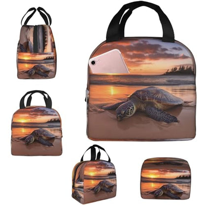 Insulated Lunch Bag Sea turtle sunset Lunch Box for Women Men Reusable Leakproof Lunch Cooler Bag for Office Picnic - color: Sea Turtle Sunset