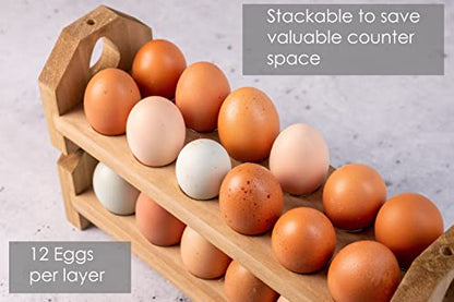 Farmhouse Stackable Wood Egg Holder - Fresh Egg Storage (2)