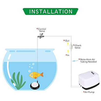 hygger Aquarium Air Stone, Bubble Stone Fish Tank Oxygen Ultra Silent Deep Dissolving Oxygen Diffuser Kit for Aquarium Fish Tank and Hydroponic - size: 2 Inch