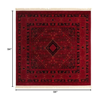 Unique Loom Tekke Collection Area Rug - Sheibani (7' 10" Square, Red/ Black) - size: 7'10" x 7'10" (Square)