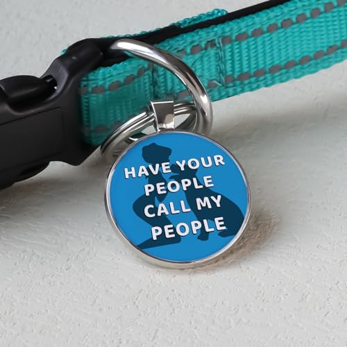 MYLUCKYTAG QR Code Pet ID | Personalized Dog & Cat Collar Tag | Online Profile with Instant Scanned Location Alert Email - style: Have your people-Blue