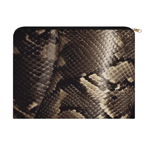 Snake Skin Makeup Bag for Women, Cosmetic Bag Portable with Zipper, Travel Toiletry Bag for Cosmetics Makeup Brushes