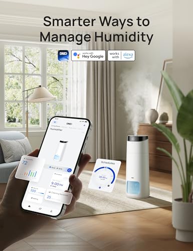 DREO 16L Smart Humidifier Large Room 1000 ft², 130H Runtime, 30dB, Top Fill | Auto Mode, Remote/Touch/Voice & APP Control, Clean Tank Technology, RGB Light, Cool Mist Humidifiers 755S for Bedroom, White - color: White