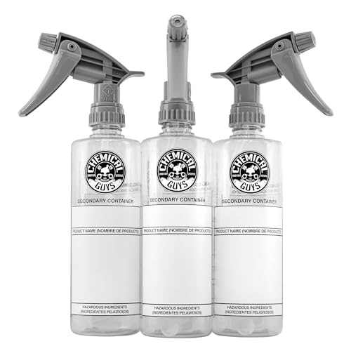 Chemical Guys, Secondary Dilution Bottle with Sprayer Set, 16 oz, 3 Pack | Heavy-duty sprayers, detailing bottles with printed labels, for detailing chemicals, 1.3 ml per stroke, 16 oz each, - size: 16 oz 3-Pack