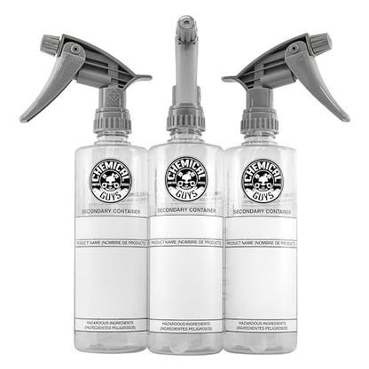 Chemical Guys, Secondary Dilution Bottle with Sprayer Set, 16 oz, 3 Pack | Heavy-duty sprayers, detailing bottles with printed labels, for detailing chemicals, 1.3 ml per stroke, 16 oz each, - size: 16 oz 3-Pack