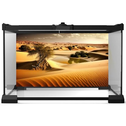 Reptile Habitat Background Sky Oasis Mountain Sun and Desert Scenery Terrarium Background Aquarium Background Durable Polyester Background Backdrop Vinyl 24x12in - color: Oasis Yellow, size: 24(W)x12(H)inches/ 60(W)*30cm(H)
