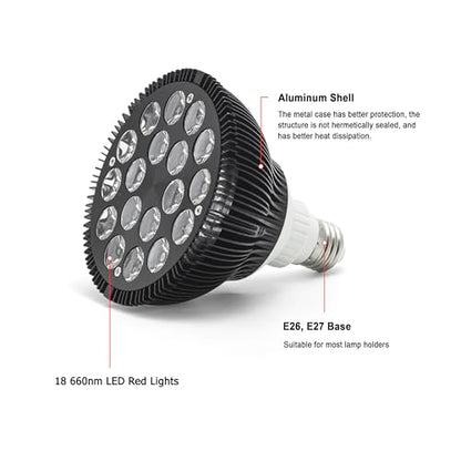 54W Red Light Lamp 660nm Led Light Red Light Bulb Heat Lamp Bulb ETPAR18R - size: 18 LED Red Light